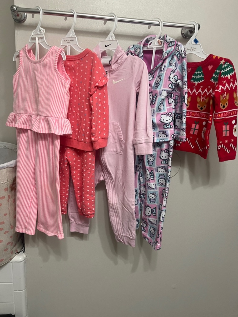 Nike Light Pink Girls' Hooded One-Piece Pajama Romper